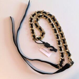 Banana Republic belt gold metal black ribbon